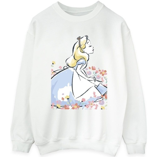 Vêtements Femme Sweats Disney Alice In Wonderland Sketch Flowers Blanc