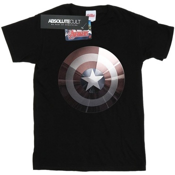 Vêtements Homme T-shirts manches longues Marvel Captain America Shield Shiny Noir