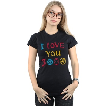 Vêtements Femme T-shirts manches longues Marvel Avengers Endgame I Love You 3000 Crayons Noir