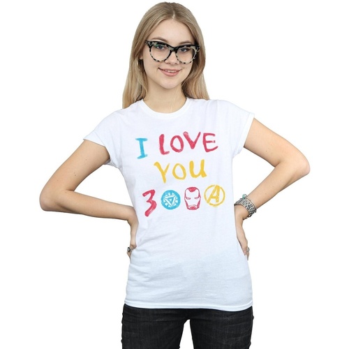 Vêtements Femme T-shirts manches longues Marvel Avengers Endgame I Love You 3000 Crayons Blanc