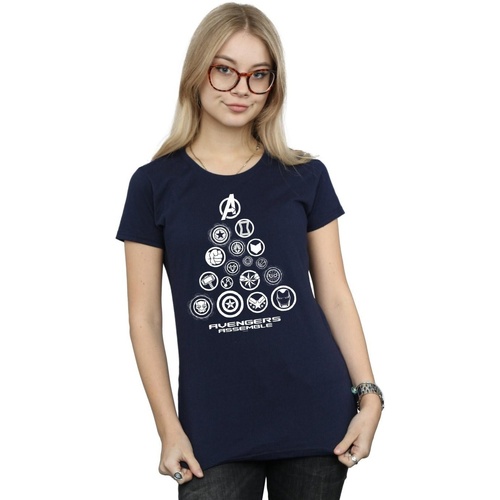 Vêtements Femme T-shirts manches longues Marvel Avengers Endgame Pyramid Icons Bleu