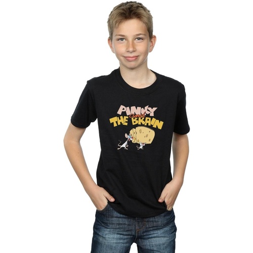 Vêtements Garçon T-shirts manches courtes Animaniacs Pinky And The Brain Cheese Head Noir