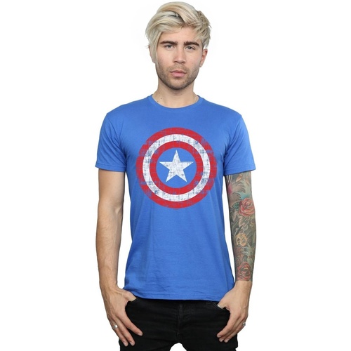 Vêtements Homme T-shirts manches longues Marvel Avengers Captain America Scratched Shield Bleu