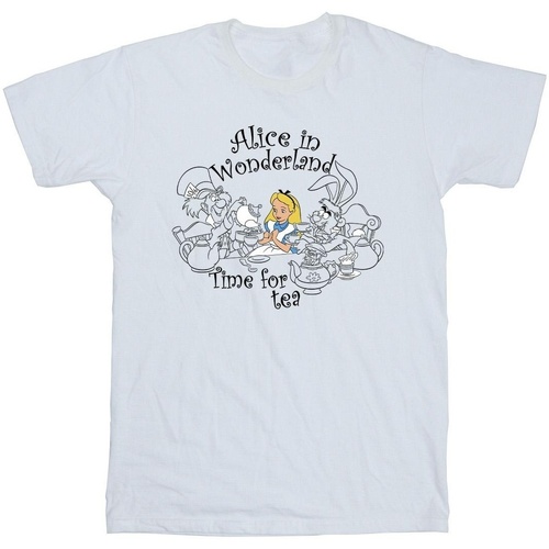Vêtements Fille T-shirts manches longues Disney Alice In Wonderland Time For Tea Blanc