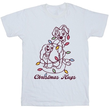 Vêtements Fille T-shirts manches longues Disney Lady And The Trump Christmas Hugs Blanc