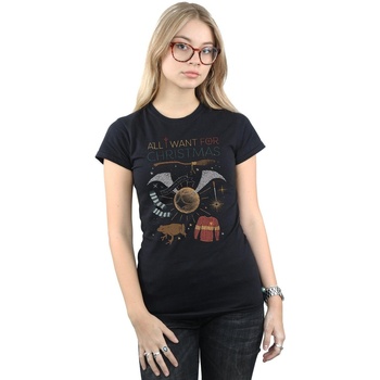 Vêtements Femme T-shirts manches longues Harry Potter All I Want For Christmas Noir