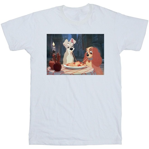 Vêtements Fille T-shirts manches longues Disney Lady And The Tramp Spaghetti Photo Blanc