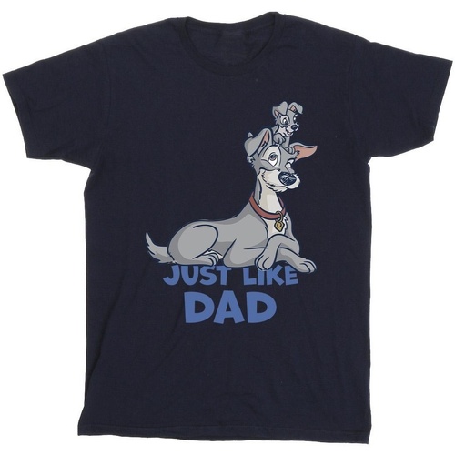 Vêtements Fille T-shirts manches longues Disney Lady And The Tramp Just Like Dad Bleu