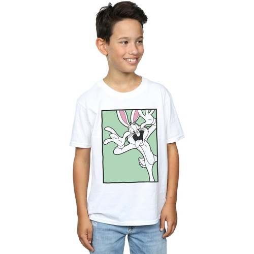 Vêtements Garçon T-shirts manches courtes Dessins Animés Bugs Bunny Funny Face Blanc