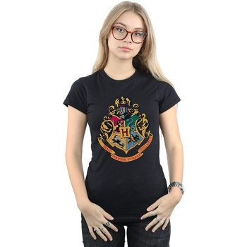 Vêtements Femme T-shirts manches longues Harry Potter Hogwarts Crest Gold Ink Noir