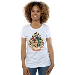 Vêtements Femme T-shirts manches longues Harry Potter Hogwarts Crest Gold Ink Blanc