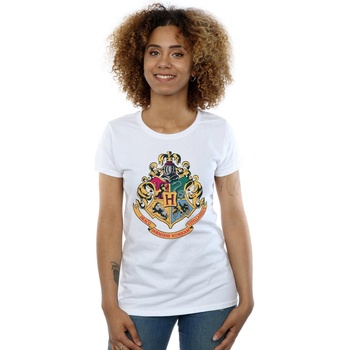 Vêtements Femme T-shirts manches longues Harry Potter Hogwarts Crest Gold Ink Blanc