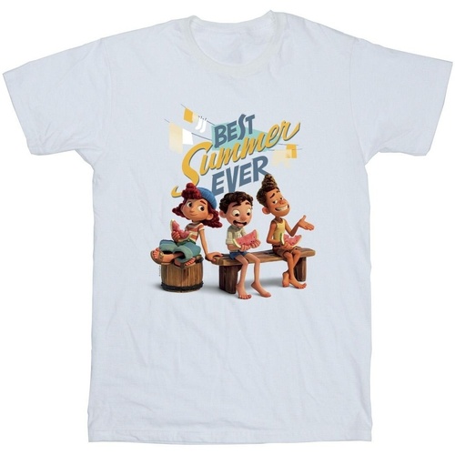 Vêtements Fille T-shirts manches longues Disney Luca Best Summer Ever Blanc