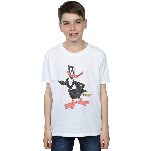 Vêtements Garçon T-shirts manches courtes Dessins Animés Daffy Duck Distressed Blanc