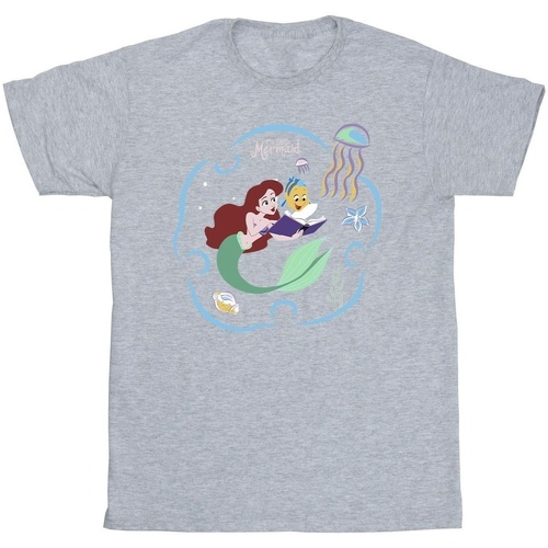 Vêtements Fille T-shirts manches longues Disney The Little Mermaid Reading A Book Gris