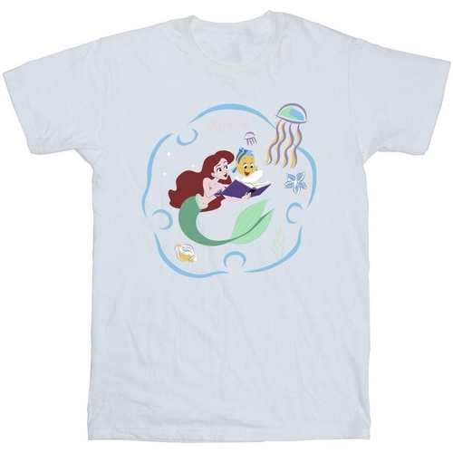 Vêtements Fille T-shirts manches longues Disney The Little Mermaid Reading A Book Blanc