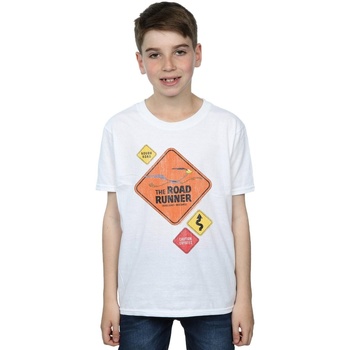 Vêtements Garçon T-shirts manches courtes Dessins Animés Road Runner Road Sign Blanc