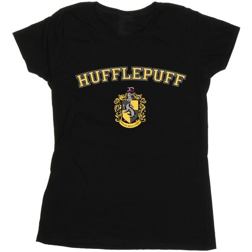 Vêtements Femme Weekend Offender iridium polo shirt with plaid shoulder in navy Harry Potter Hufflepuff Crest Noir