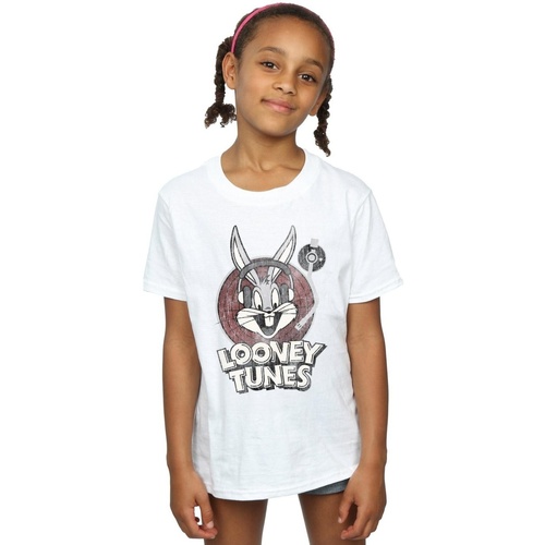 Vêtements Fille T-shirts manches longues Dessins Animés Bugs Bunny Circle Logo Blanc