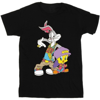 Vêtements Garçon T-shirts manches courtes Dessins Animés Bugs And Tweety Hip Hop Noir