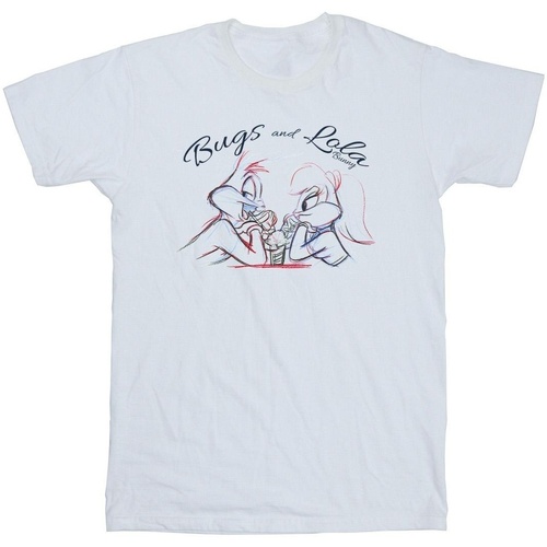 Vêtements Garçon T-shirts manches courtes Dessins Animés Bugs And Lola Sketch Blanc