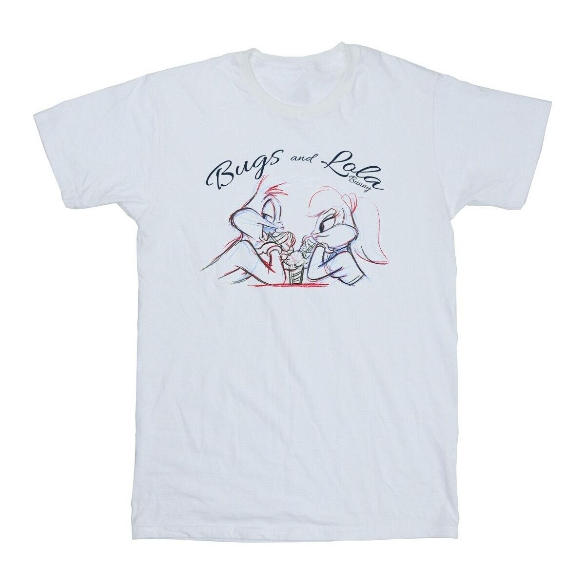 Vêtements Garçon T-shirts manches courtes Dessins Animés Bugs And Lola Sketch Blanc