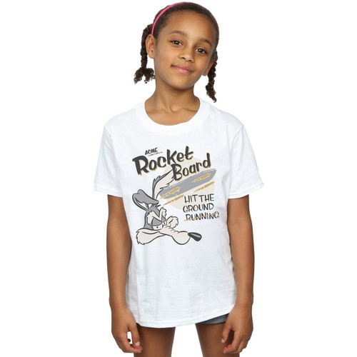Vêtements Fille T-shirts manches longues Dessins Animés Wile E Coyote Rocket Board Blanc