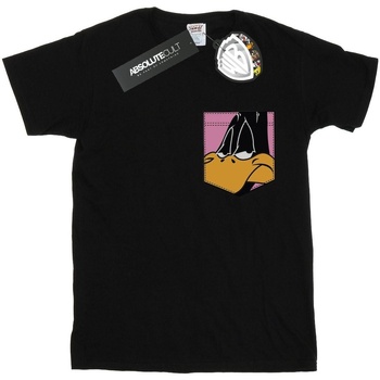 Vêtements Fille T-shirts manches longues Dessins Animés Daffy Duck Face Faux Pocket Noir