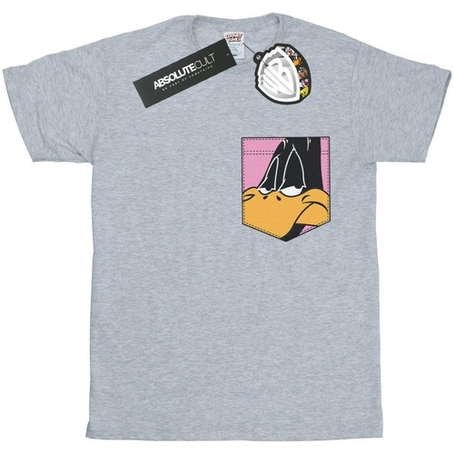 Vêtements Fille T-shirts manches longues Dessins Animés Daffy Duck Face Faux Pocket Gris