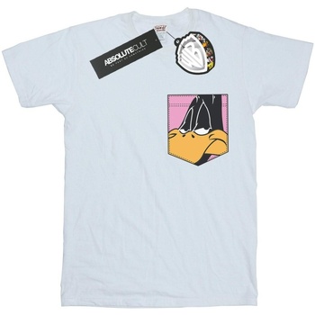 Vêtements Fille T-shirts manches longues Dessins Animés Daffy Duck Face Faux Pocket Blanc