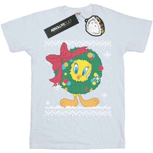 Vêtements Fille T-shirts manches longues Dessins Animés Tweety Pie Christmas Fair Isle Blanc