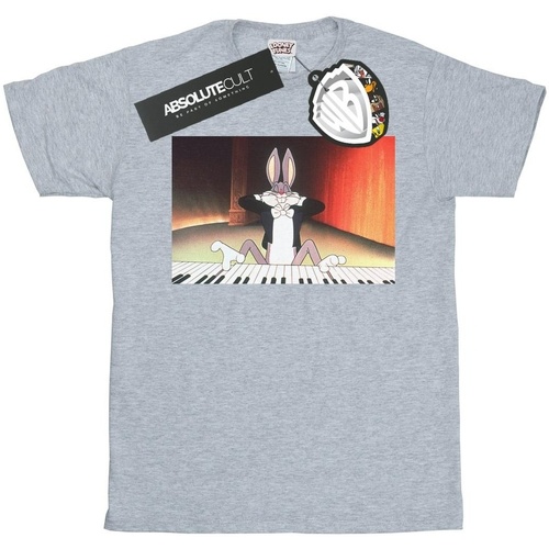 Vêtements Fille T-shirts manches longues Dessins Animés Bugs Bunny Playing Piano Gris