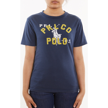 Vêtements Enfant T-shirts manches courtes Ralph Lauren T-shirt logo en jersey de coton Bleu