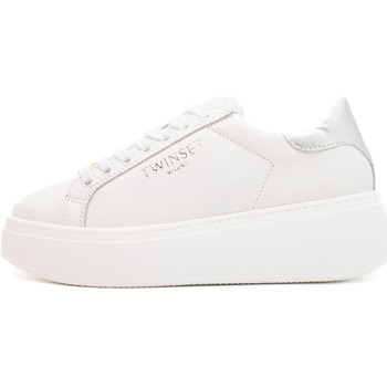 Chaussures Femme Baskets mode Twin Set Sneaker Bassa In Pelle Back Bicolore Blanc