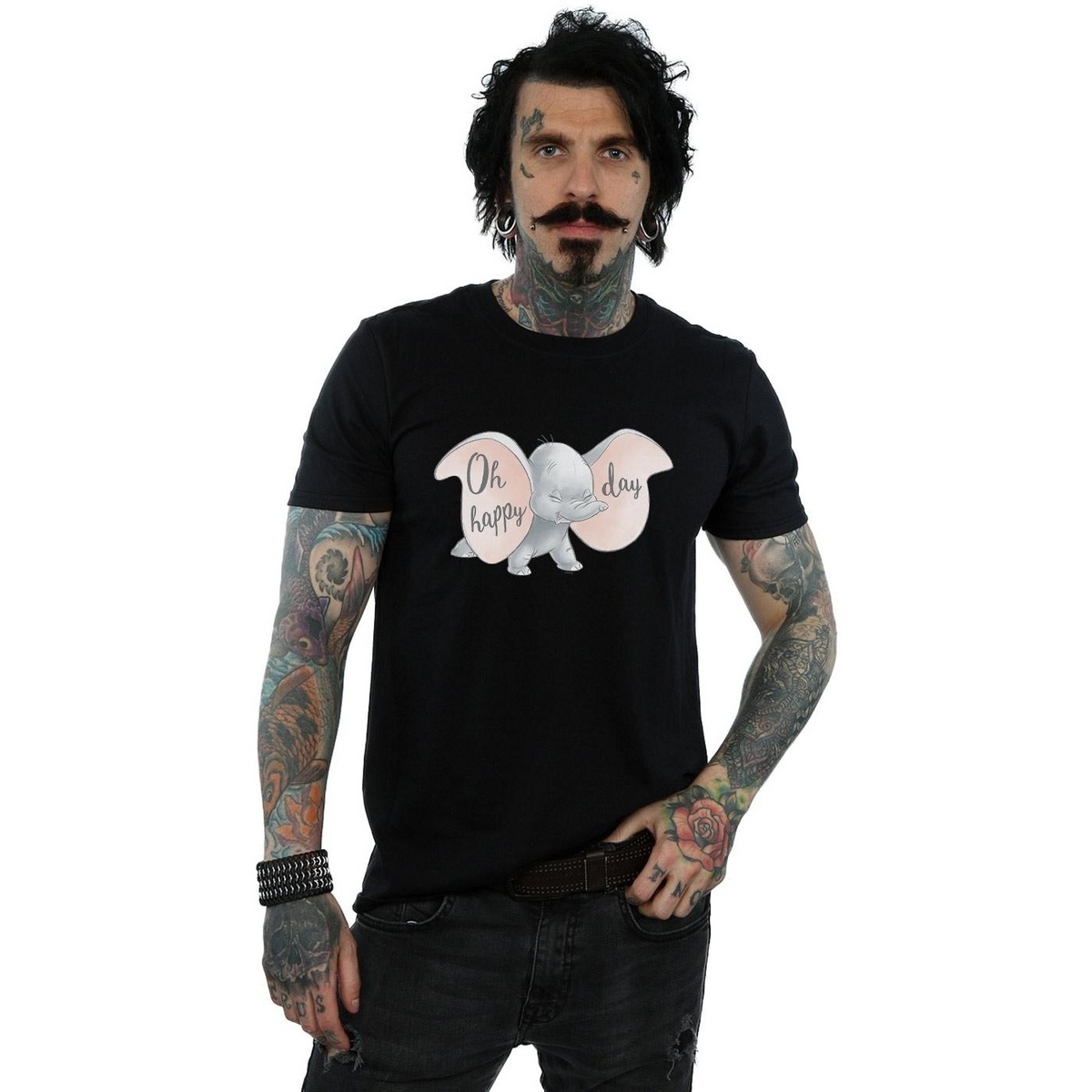 Vêtements Homme T-shirts manches longues Disney Dumbo Happy Day Noir