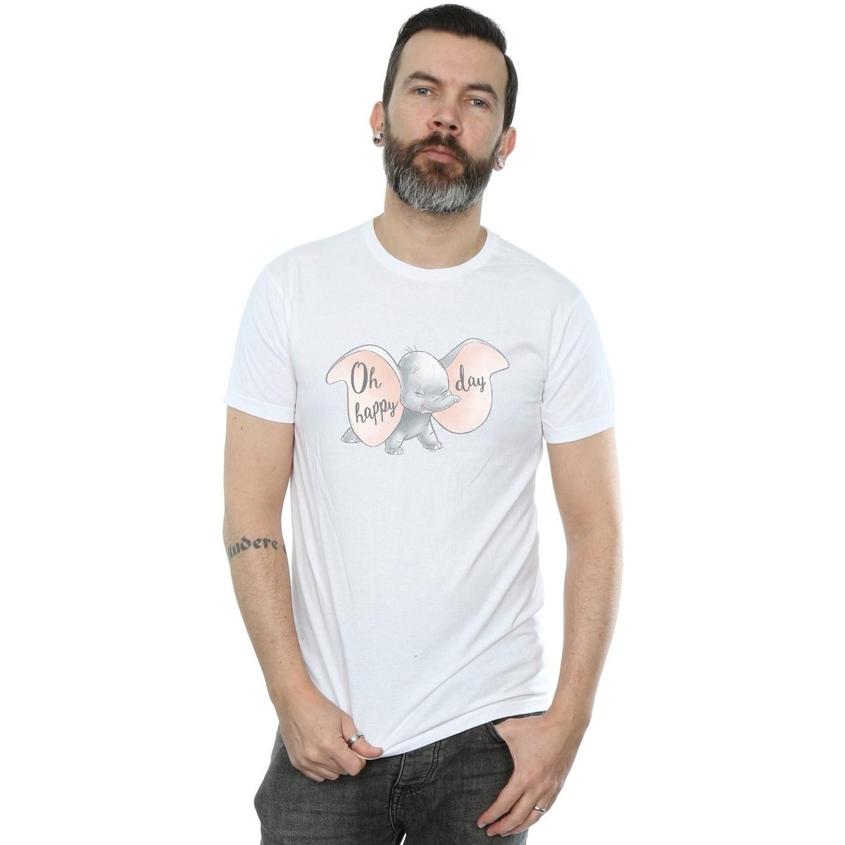 Vêtements Homme T-shirts manches longues Disney Dumbo Happy Day Blanc