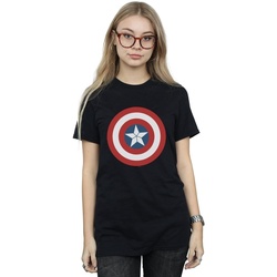 Vêtements Femme T-shirts manches longues Marvel Captain America Civil War Shield Noir