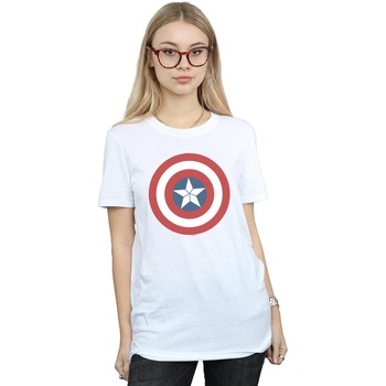 Vêtements Femme T-shirts manches longues Marvel Captain America Civil War Shield Blanc