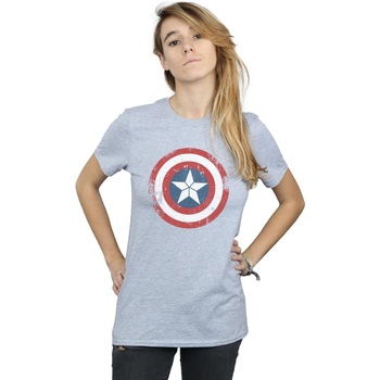 Vêtements Femme T-shirts manches longues Marvel Captain America Civil War Distressed Shield Gris