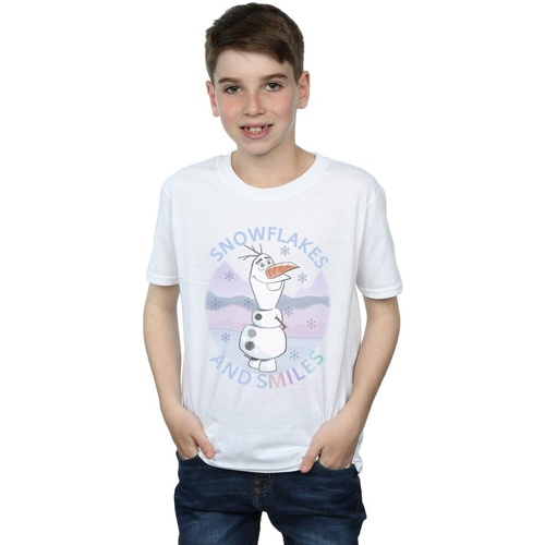 Vêtements Garçon T-shirts manches courtes Disney Frozen 2 Olaf Snowflakes And Smiles Blanc