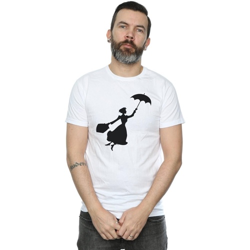 Vêtements Homme T-shirts manches longues Disney Mary Poppins Flying Silhouette Blanc