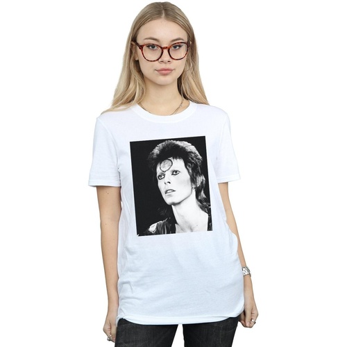 Vêtements Femme T-shirts manches longues David Bowie Ziggy Looking Blanc