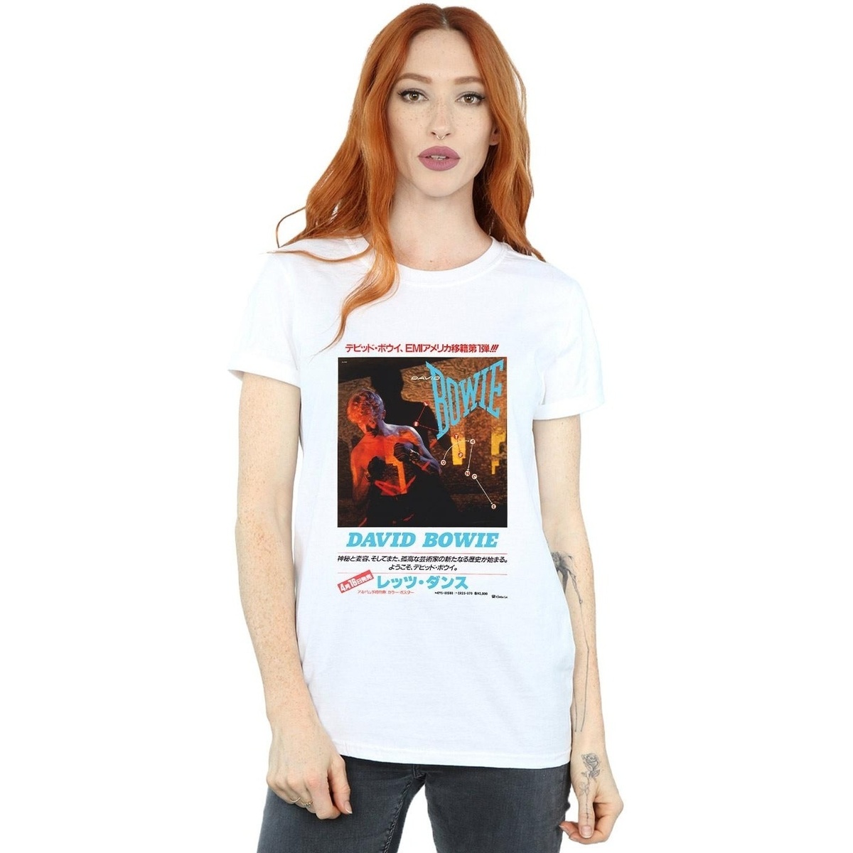 Vêtements Femme T-shirts sweatshirt manches longues David Bowie Asian Poster Blanc