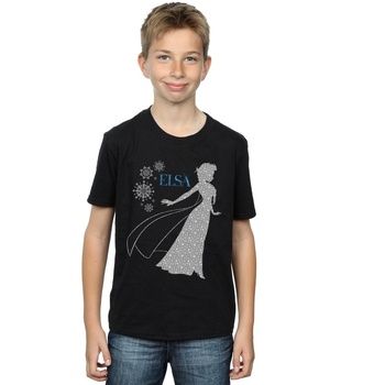 Vêtements Garçon T-shirts manches courtes Disney Frozen Elsa Christmas Silhouette Noir