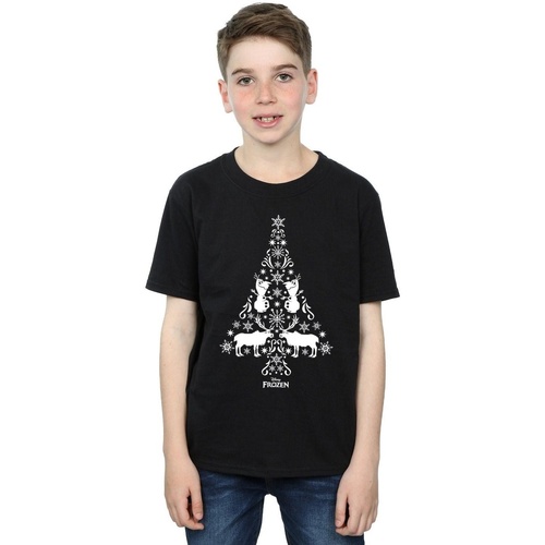 Vêtements Garçon T-shirts manches courtes Disney Frozen Christmas Tree Noir