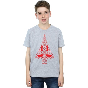 Vêtements Garçon T-shirts manches courtes Disney Frozen Christmas Tree Gris