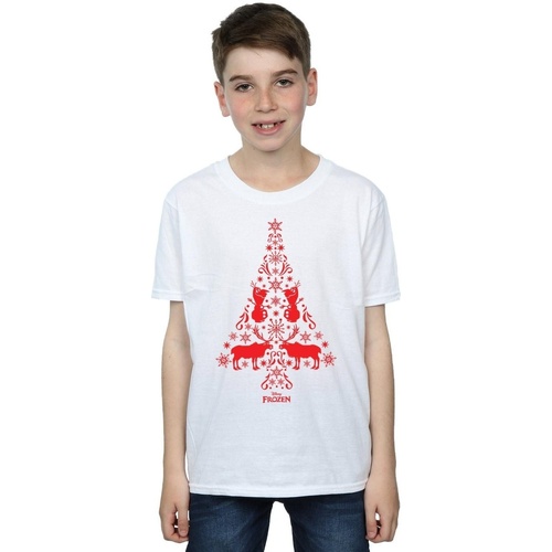 Vêtements Garçon T-shirts manches courtes Disney Frozen Christmas Tree Blanc