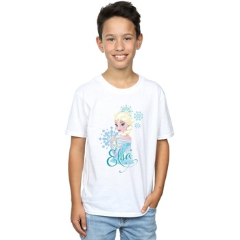 Vêtements Garçon T-shirts manches courtes Disney Frozen Elsa Snowflakes Blanc
