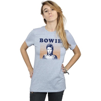Vêtements Femme T-shirts manches longues David Bowie Orange Stripes Gris