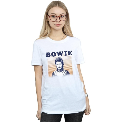 Vêtements Femme T-shirts manches longues David Bowie Orange Stripes Blanc